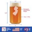 New Jersey State Outline Beer Can Pint Glass - State Themed Drinking Decor and Gifts for New Jerseyan Women & Men - 16 Oz Glasses
