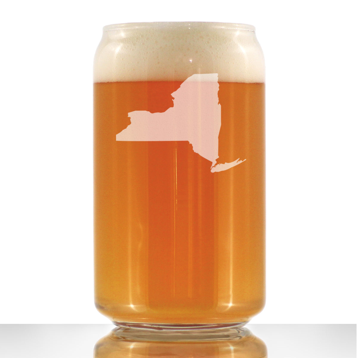 New York State Outline Beer Can Pint Glass - State Themed Drinking Decor and Gifts for New Yorker Women &amp; Men - 16 Oz Glasses