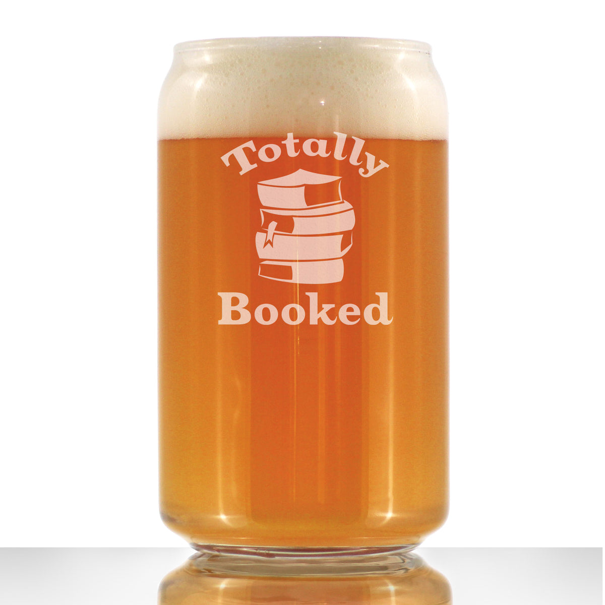 Totally Booked - Beer Can Pint Glass - Cute Funny Book Club Gifts for Lovers of Reading &amp; Fun Librarians - 16 oz