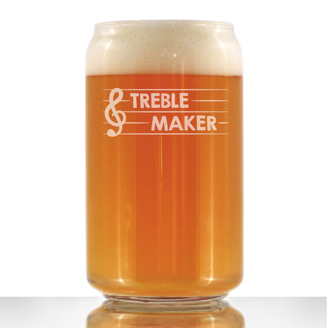 Treble Maker - Beer Can Pint Glass - Cute Funny Music Teacher Gifts for Women and Men - Fun Unique Musical Decor