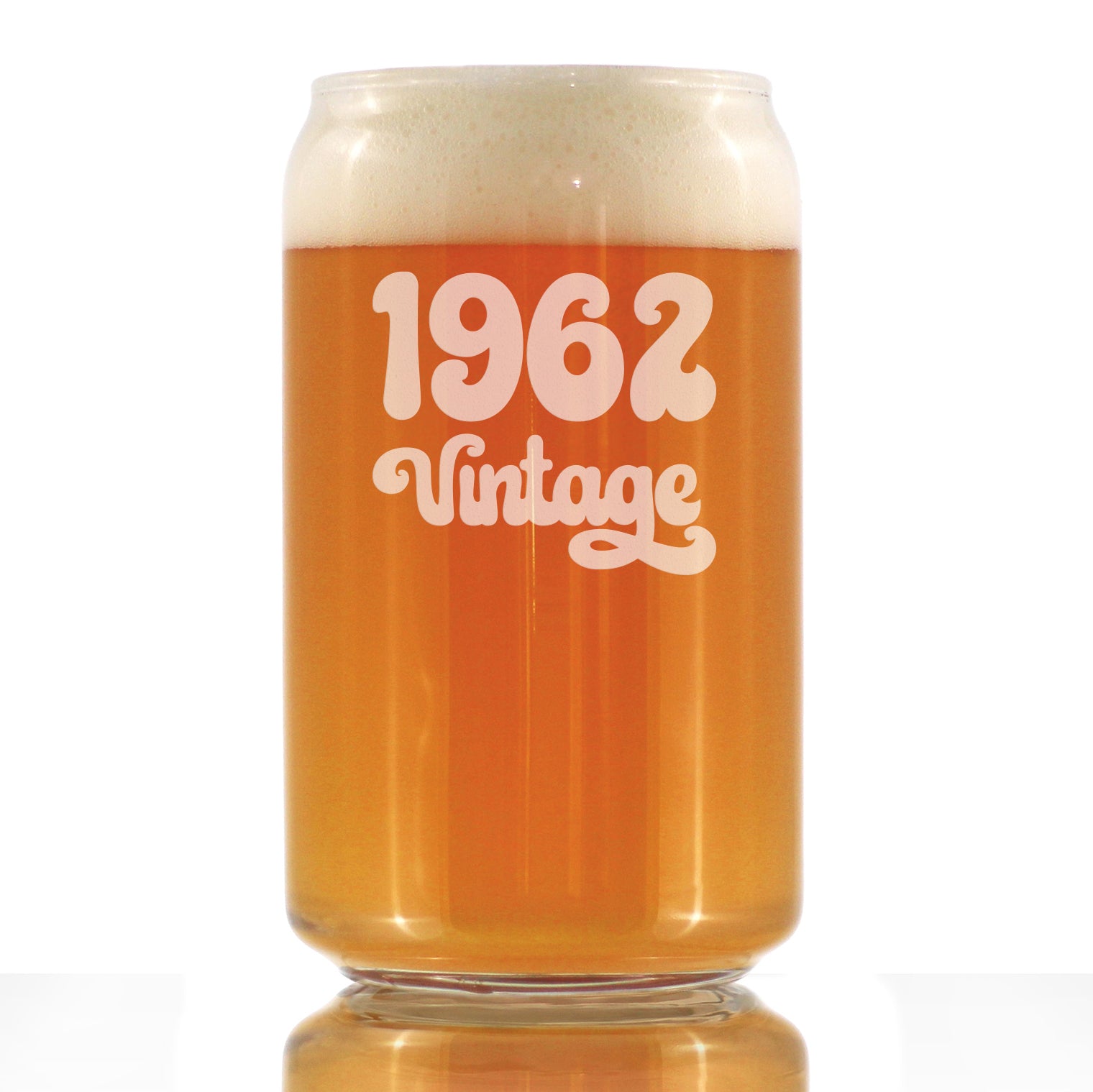 Vintage 1962 - Beer Can Pint Glass - 64th Birthday Gifts for Men or Women Turning 64 - Fun Bday Party Decor - 16 oz