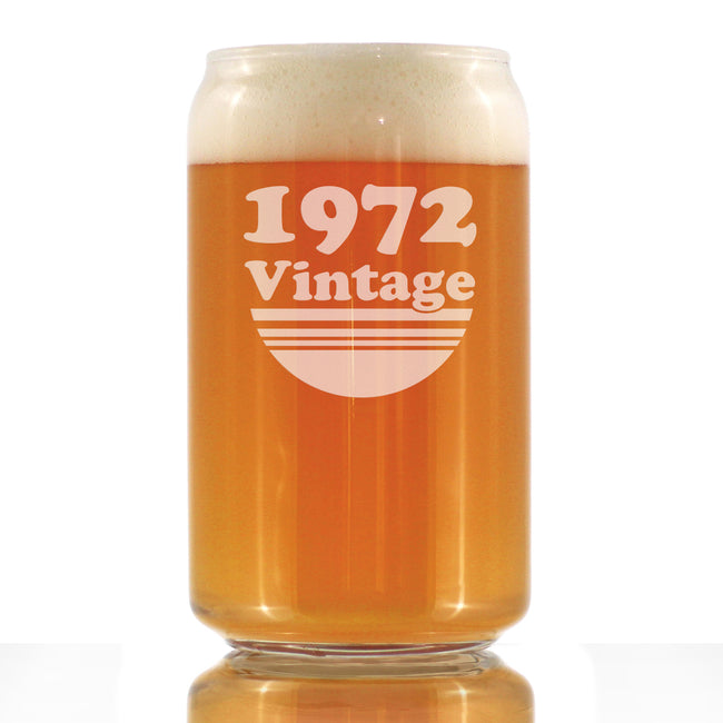 Vintage 1972 - Beer Can Pint Glass - 54th Birthday Gifts for Men or Women Turning 54 - Fun Bday Party Decor - 16 oz