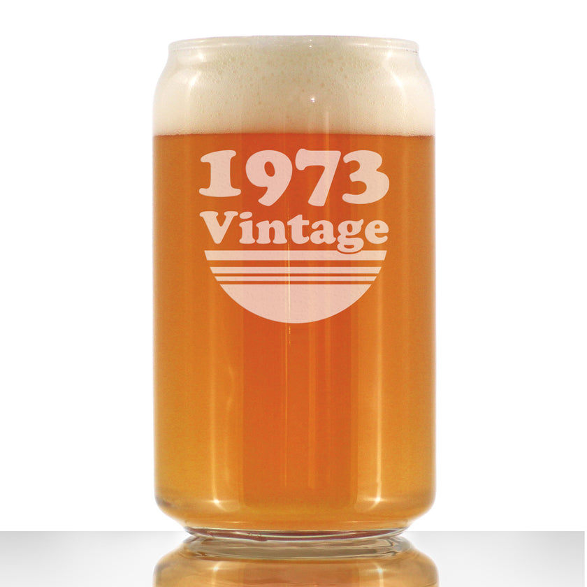 Vintage 1973 - Beer Can Pint Glass - 53rd Birthday Gifts for Men or Women Turning 53 - Fun Bday Party Decor - 16 oz