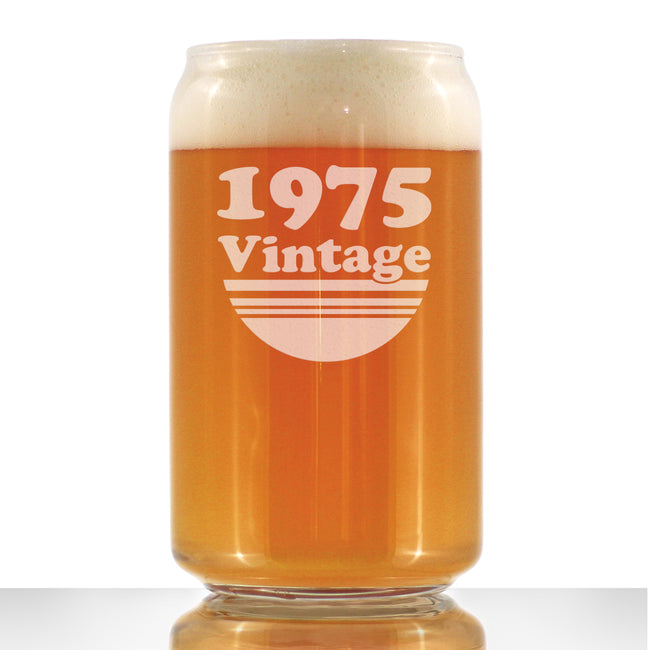 Vintage 1975 - Beer Can Pint Glass - 51st Birthday Gifts for Men or Women Turning 51 - Fun Bday Party Decor - 16 oz