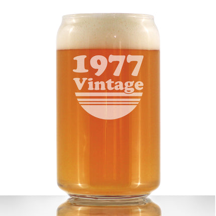Vintage 1977 - Beer Can Pint Glass - 49th Birthday Gifts for Men or Women Turning 49 - Fun Bday Party Decor - 16 oz
