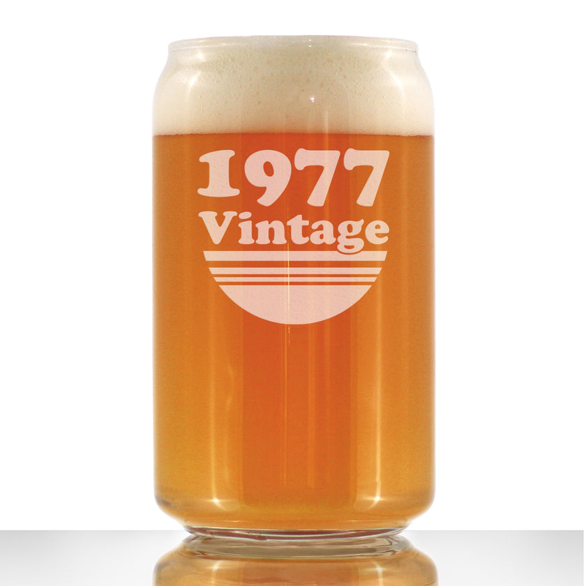 Vintage 1977 - Beer Can Pint Glass - 49th Birthday Gifts for Men or Women Turning 49 - Fun Bday Party Decor - 16 oz