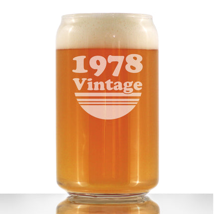 Vintage 1978 - Beer Can Pint Glass - 48th Birthday Gifts for Men or Women Turning 48 - Fun Bday Party Decor - 16 oz