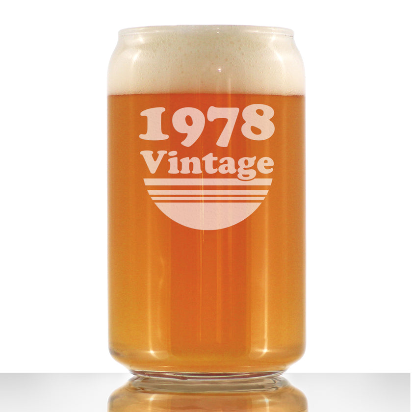Vintage 1978 - Beer Can Pint Glass - 48th Birthday Gifts for Men or Women Turning 48 - Fun Bday Party Decor - 16 oz