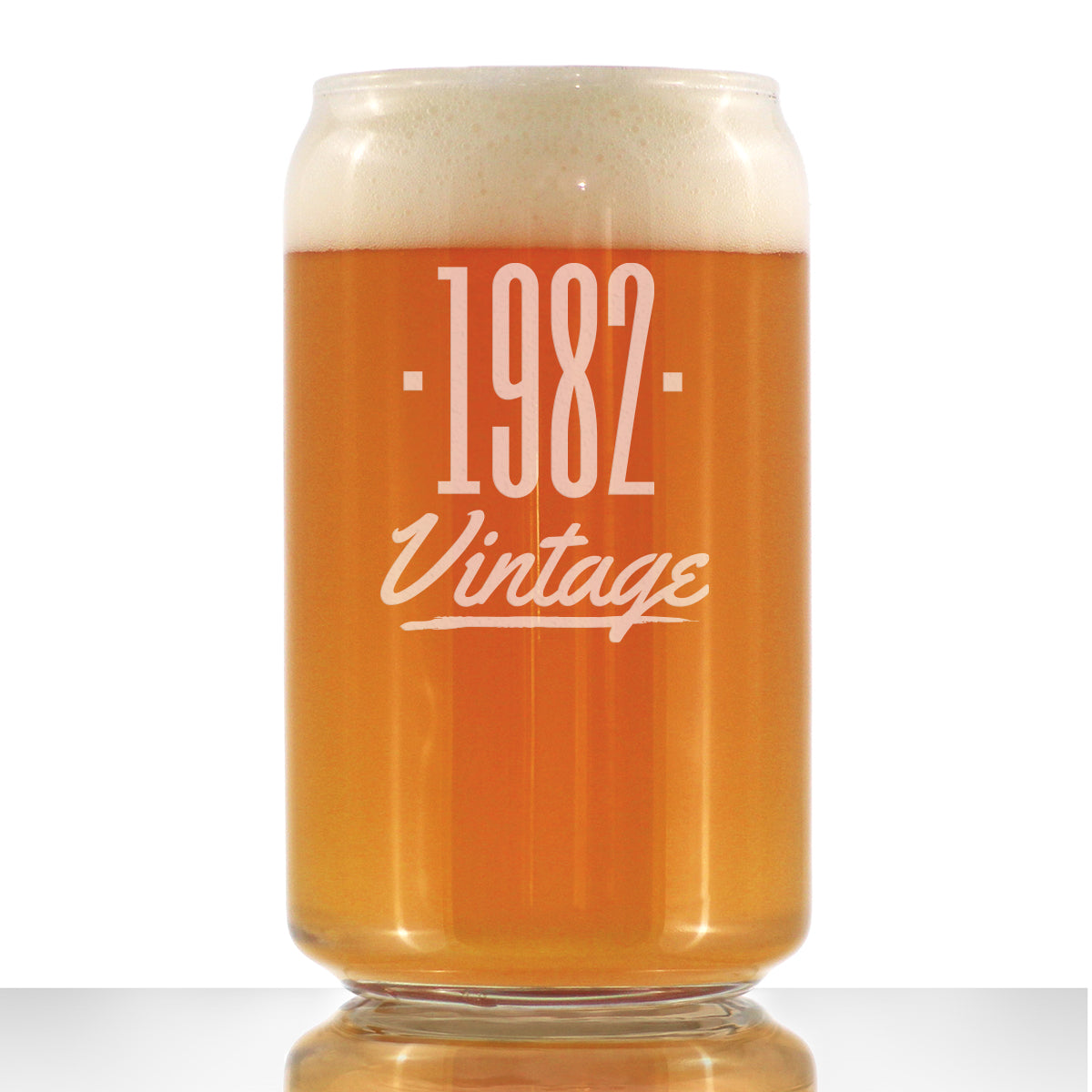 Vintage 1982 - Beer Can Pint Glass - 44th Birthday Gifts for Men or Women Turning 44 - Fun Bday Party Decor - 16 oz
