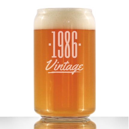 Vintage 1986 - Beer Can Pint Glass - 40th Birthday Gifts for Men or Women Turning 40 - Fun Bday Party Decor - 16 oz