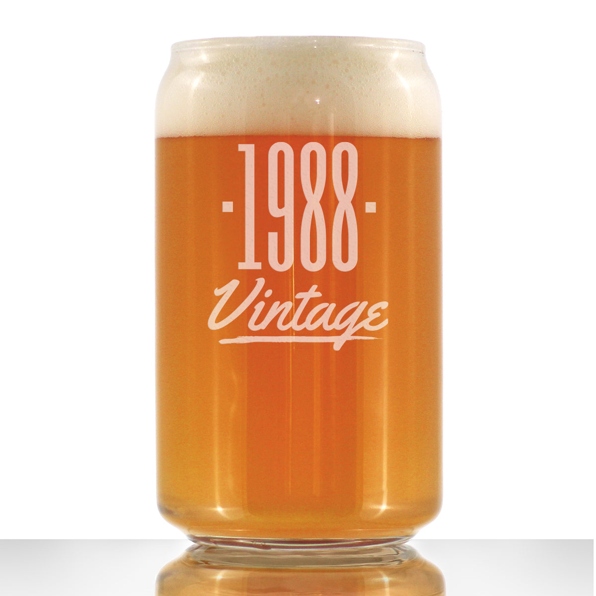 Vintage 1988 - Beer Can Pint Glass - 35th Birthday Gifts for Men or Women Turning 35 - Fun Bday Party Decor - 16 oz