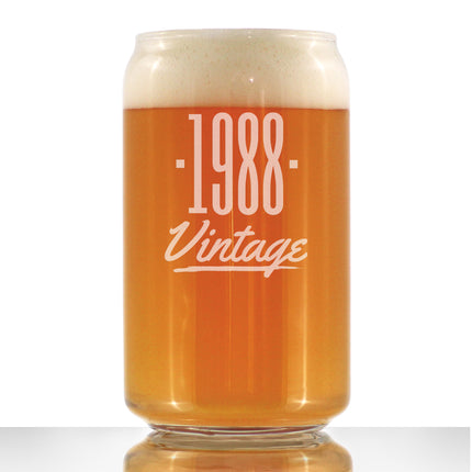 Vintage 1988 - Beer Can Pint Glass - 38th Birthday Gifts for Men or Women Turning 38 - Fun Bday Party Decor - 16 oz