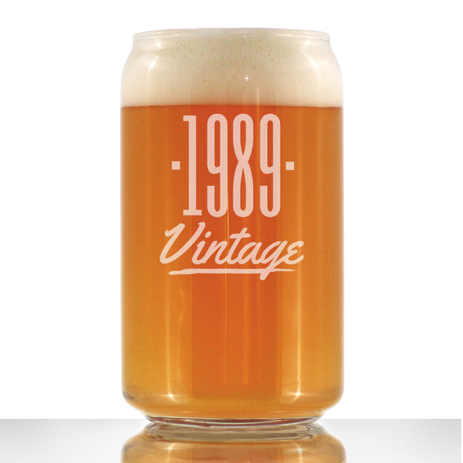 Vintage 1989 - Beer Can Pint Glass - 37th Birthday Gifts for Men or Women Turning 37 - Fun Bday Party Decor - 16 oz