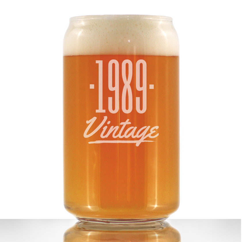 Vintage 1989 - Beer Can Pint Glass - 37th Birthday Gifts for Men or Women Turning 37 - Fun Bday Party Decor - 16 oz