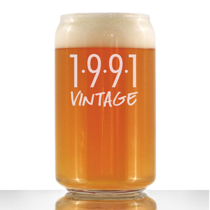 Vintage 1991 - Beer Can Pint Glass - 35th Birthday Gifts for Men or Women Turning 35 - Fun Bday Party Decor - 16 oz