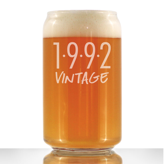 Vintage 1992 - Beer Can Pint Glass - 34th Birthday Gifts for Men or Women Turning 34 - Fun Bday Party Decor - 16 oz