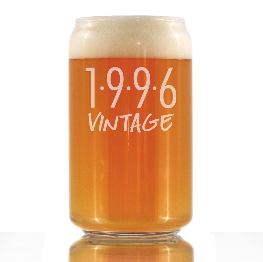 Vintage 1996 - Beer Can Pint Glass - 30th Birthday Gifts for Men or Women Turning 30 - Fun Bday Party Decor - 16 oz