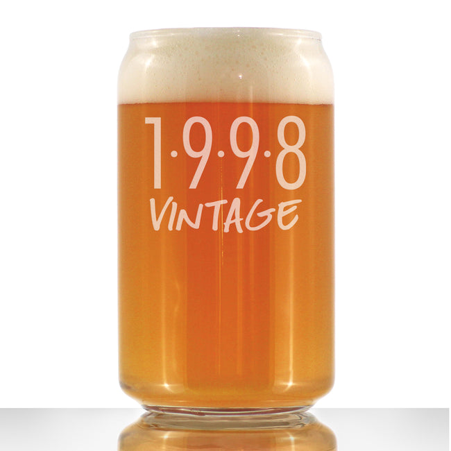 Vintage 1998 - Beer Can Pint Glass - 28th Birthday Gifts for Men or Women Turning 28 - Fun Bday Party Decor - 16 oz