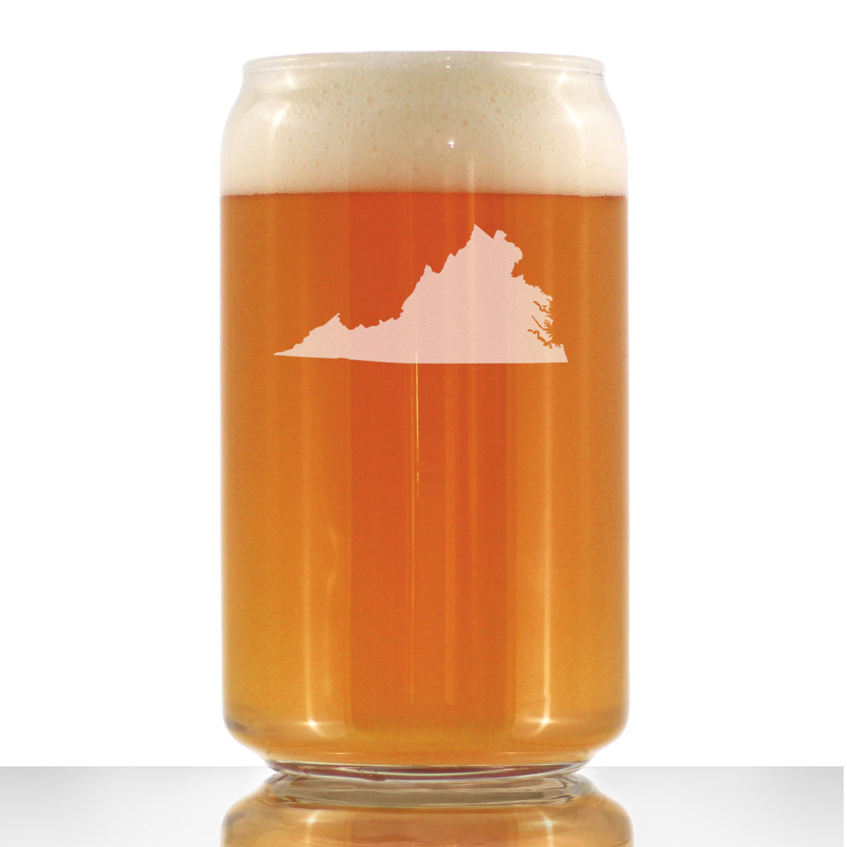 Virginia State Outline Beer Can Pint Glass - State Themed Drinking Decor and Gifts for Virginian Women &amp; Men - 16 Oz Glasses