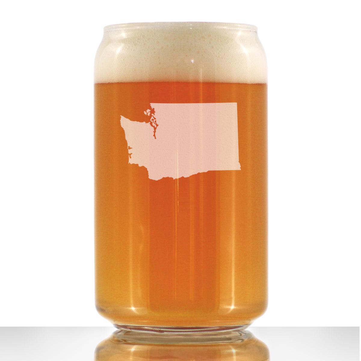 Washington State Outline Beer Can Pint Glass - State Themed Drinking Decor and Gifts for Washingtonian Women &amp; Men - 16 Oz Glasses
