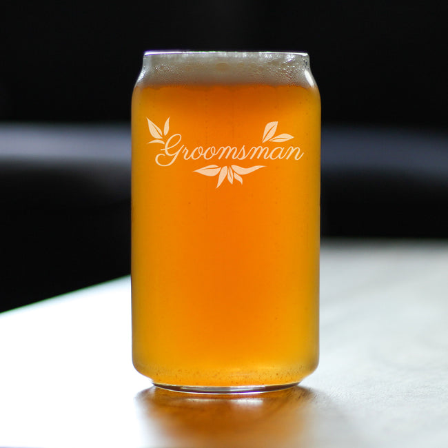 Groomsman Beer Can Pint Glass - Groomsmen Proposal Gifts - Unique Engraved Wedding Cup Gift