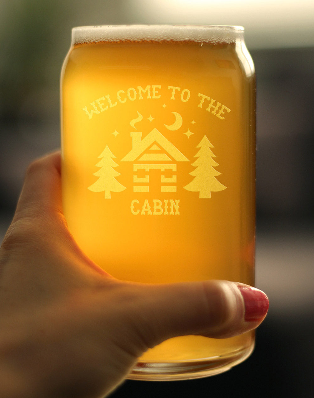 Welcome To The Cabin - Beer Can Pint Glass - Rustic Themed Gifts and Cabin Decor Large - 16 Oz Glasses