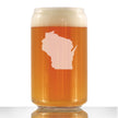 Wisconsin State Outline Beer Can Pint Glass - State Themed Drinking Decor and Gifts for Wisconsinite Women & Men - 16 Oz Glasses
