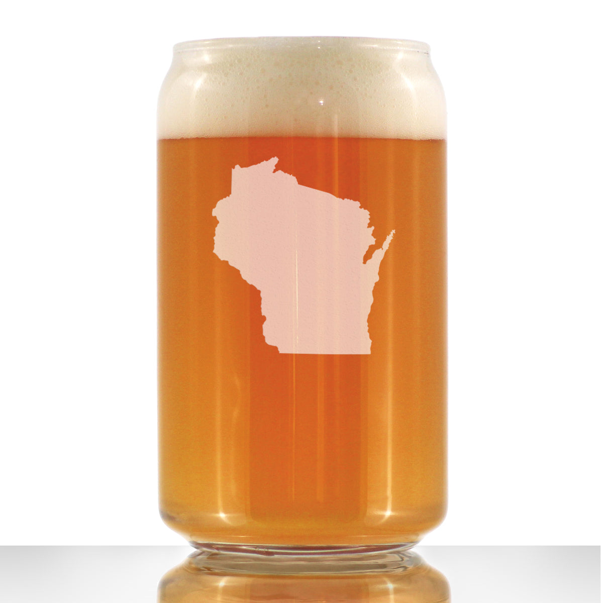 Wisconsin State Outline Beer Can Pint Glass - State Themed Drinking Decor and Gifts for Wisconsinite Women &amp; Men - 16 Oz Glasses