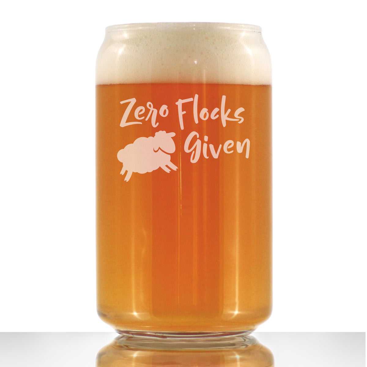 Zero Flocks Given Sheep Beer Can Pint Glass Gift - Fun Farm Animal Gifts for Men &amp; Women - Cute Lamb Decor