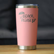 Beach Please - Insulated Coffee Tumbler Cup with Sliding Lid - Stainless Steel Travel Mug - Fun Beach Themed Gifts