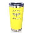 Bee Day - Funny Birthday Coffee Tumbler Cup with Sliding Lid - Stainless Steel Insulated Mug - Bumblebee Bday Party Décor