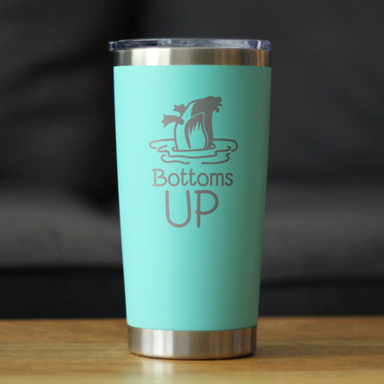 Bottoms Up - Insulated Coffee Tumbler Cup with Sliding Lid - Stainless Steel Travel Mug - Funny Duck Gifts for Women and Men