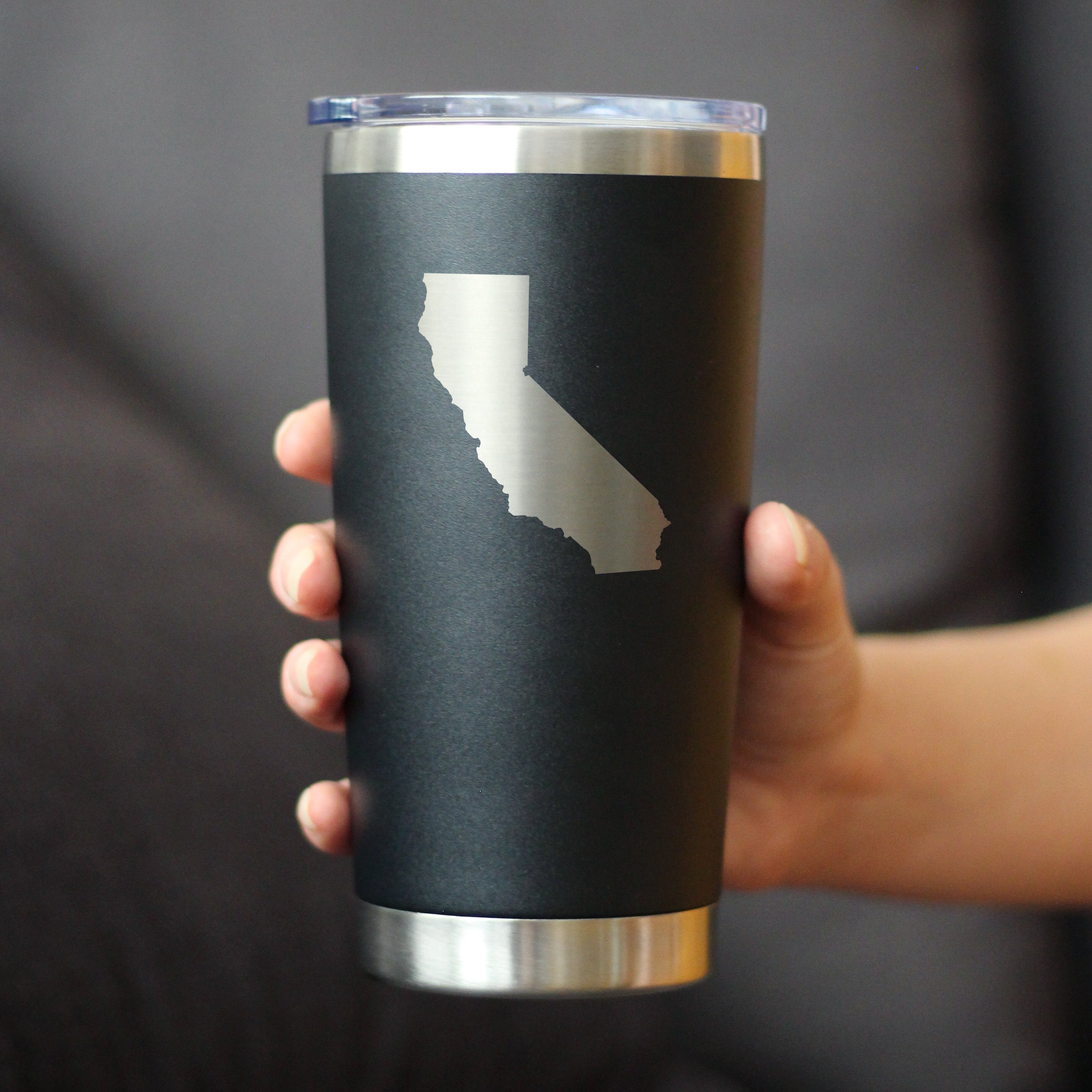 California State Outline - Insulated Coffee Tumbler Cup with Sliding Lid - Stainless Steel Travel Mug - California Gifts for Women and Men Californians