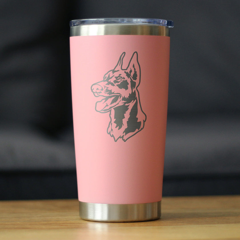 Doberman Face - Insulated Coffee Tumbler Cup with Sliding Lid - Stainless Steel Travel Mug - Doberman Dog Gifts for Women and Men