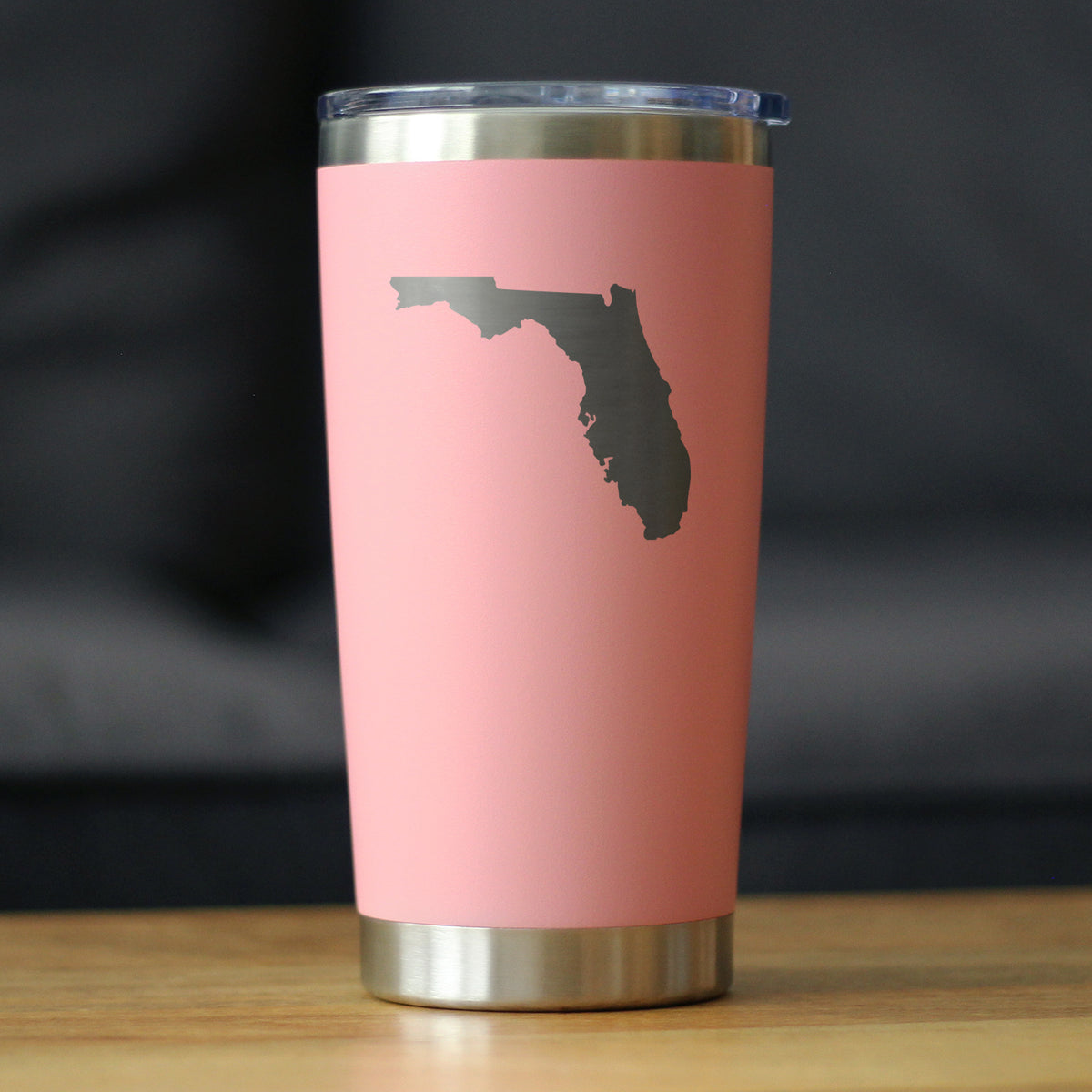 Florida State Outline - Insulated Coffee Tumbler Cup with Sliding Lid - Stainless Steel Coffee Mug - State Themed Outdoor Camping Gifts For Floridians