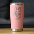 German Shepherd Happy Face - Insulated Coffee Tumbler Cup with Sliding Lid - Stainless Steel Insulated Mug - Fun Unique German Shepherd Themed Décor and Gifts for Men & Women