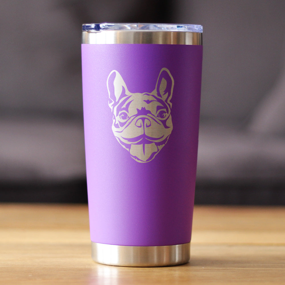 Happy Frenchie - Insulated Coffee Tumbler Cup with Sliding Lid - Stainless Steel Travel Mug - French Bulldog Dog Gifts for Women & Men