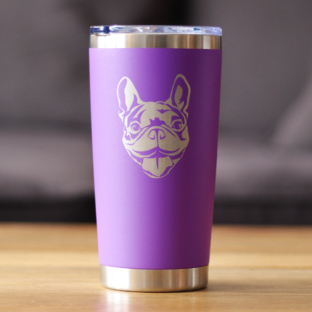 Happy Frenchie - Insulated Coffee Tumbler Cup with Sliding Lid - Stainless Steel Travel Mug - French Bulldog Dog Gifts for Women &amp; Men