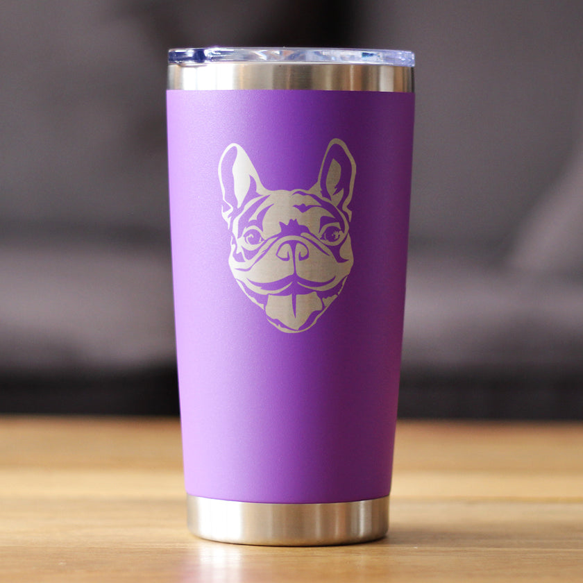 Happy Frenchie - Insulated Coffee Tumbler Cup with Sliding Lid - Stainless Steel Travel Mug - French Bulldog Dog Gifts for Women & Men