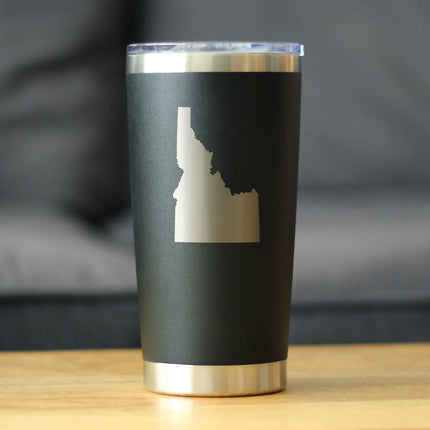 Idaho State Outline - Insulated Coffee Tumbler Cup with Sliding Lid - Stainless Steel Travel Mug - Idaho Gifts for Women and Men