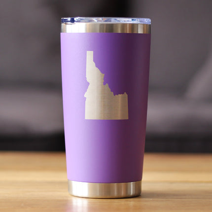 Idaho State Outline - Insulated Coffee Tumbler Cup with Sliding Lid - Stainless Steel Travel Mug - Idaho Gifts for Women and Men