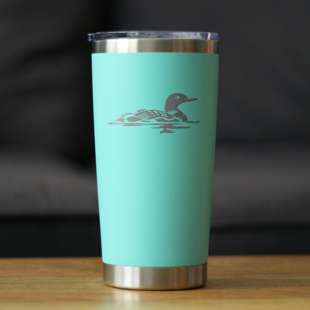 Loon - Insulated Coffee Tumbler Cup with Sliding Lid - Stainless Steel Travel Mug - Loon Gifts for Women and Men