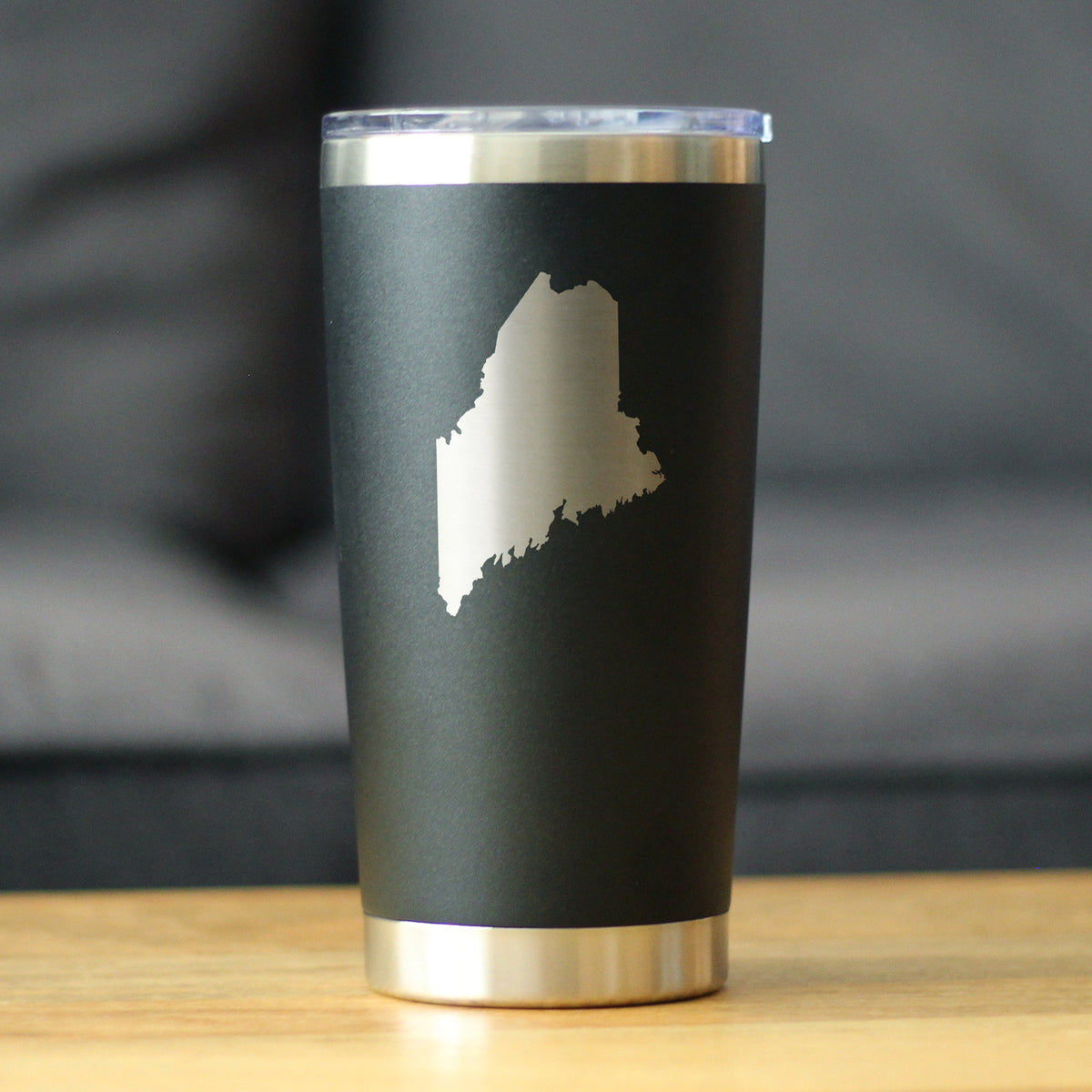 Maine State Outline - Insulated Coffee Tumbler Cup with Sliding Lid - Stainless Steel Travel Mug - Maine Gifts for Women and Men Mainers