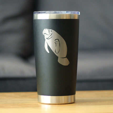 Manatee - Insulated Coffee Tumbler Cup with Sliding Lid - Stainless Steel Travel Mug - Manatee Gifts Women and Men Beach Lovers