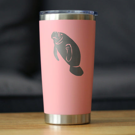 Manatee - Insulated Coffee Tumbler Cup with Sliding Lid - Stainless Steel Travel Mug - Manatee Gifts Women and Men Beach Lovers