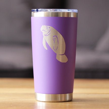 Manatee - Insulated Coffee Tumbler Cup with Sliding Lid - Stainless Steel Travel Mug - Manatee Gifts Women and Men Beach Lovers