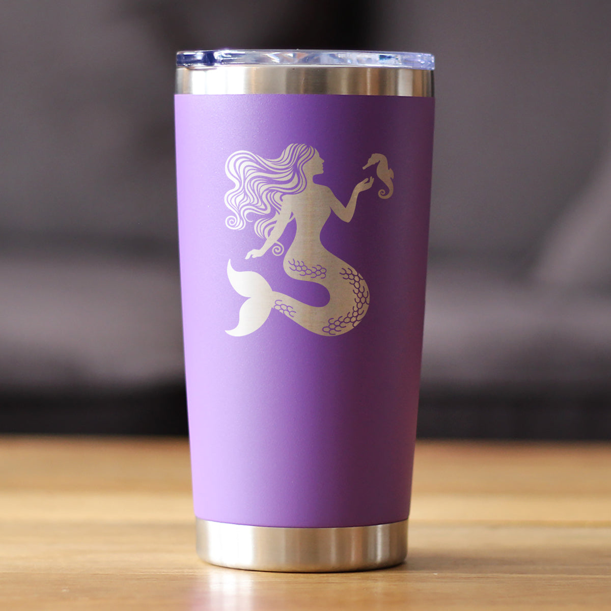 Mermaid - Insulated Coffee Tumbler Cup with Sliding Lid - Stainless Steel Travel Mug - Cute Mermaid Gifts for Women