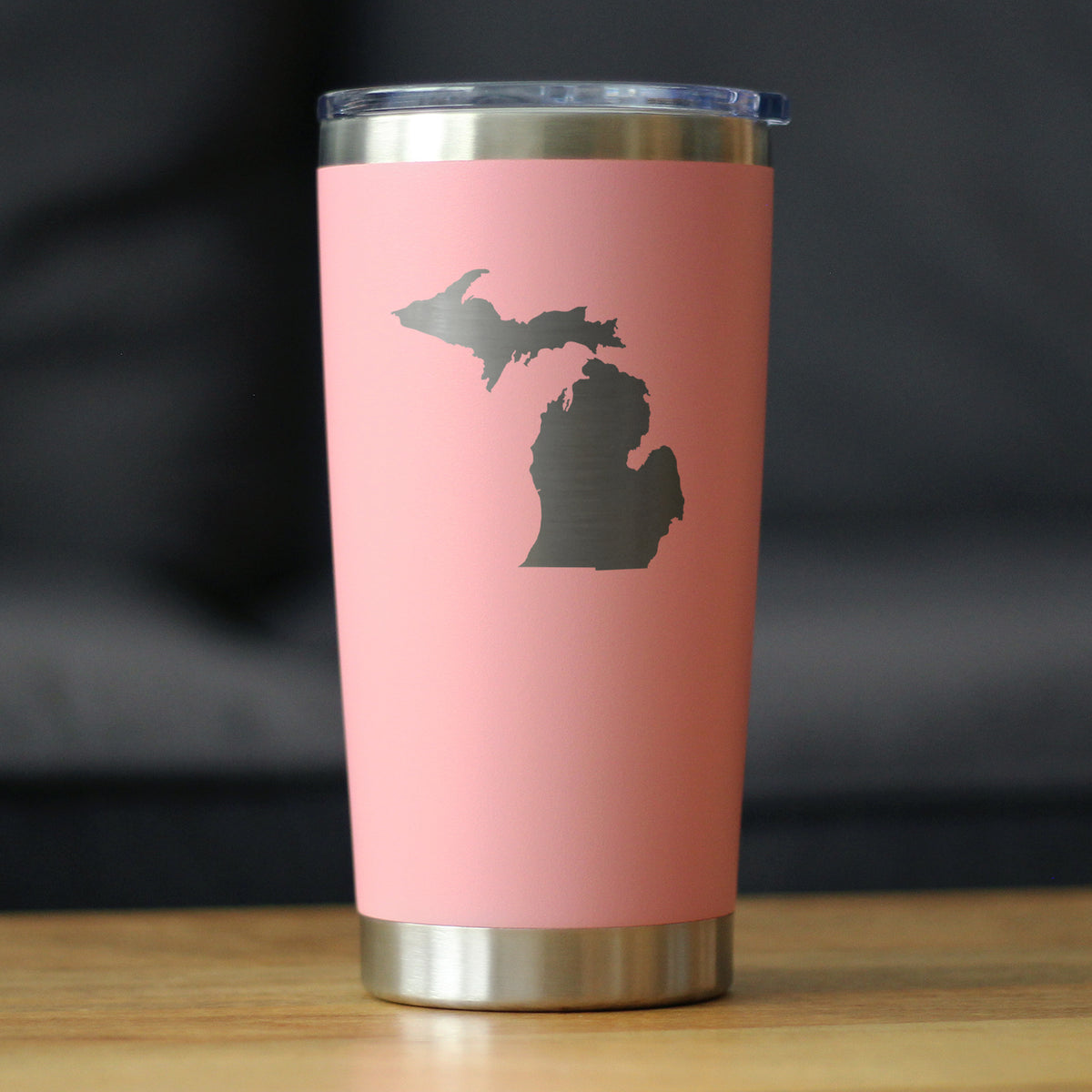 Michigan State Outline - Insulated Coffee Tumbler Cup with Sliding Lid - Stainless Steel Travel Mug - Michigan Gifts and Decor for Women and Men