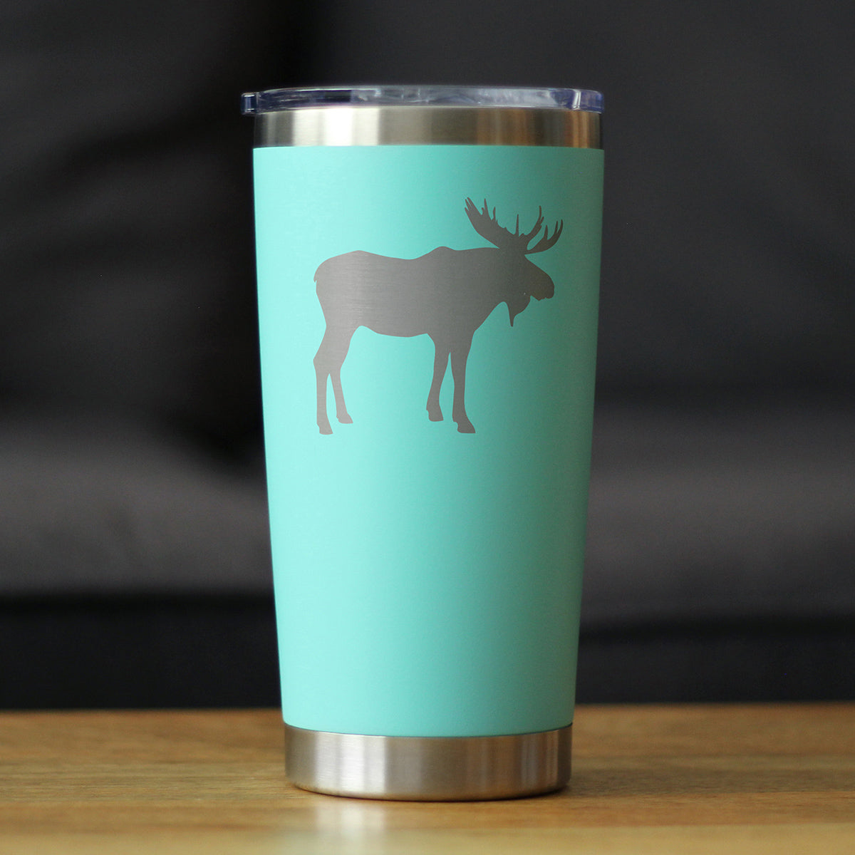 Moose Silhouette - Insulated Coffee Tumbler Cup with Sliding Lid - Stainless Steel Travel Mug - Outdoor Camping Gift for Women and Men