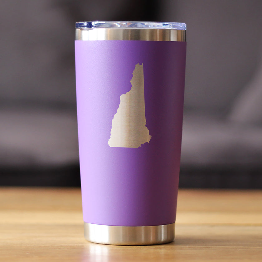 New Hampshire State Outline - Insulated Coffee Tumbler Cup with Sliding Lid - Stainless Steel Travel Mug - New Hampshire Gifts for Women and Men